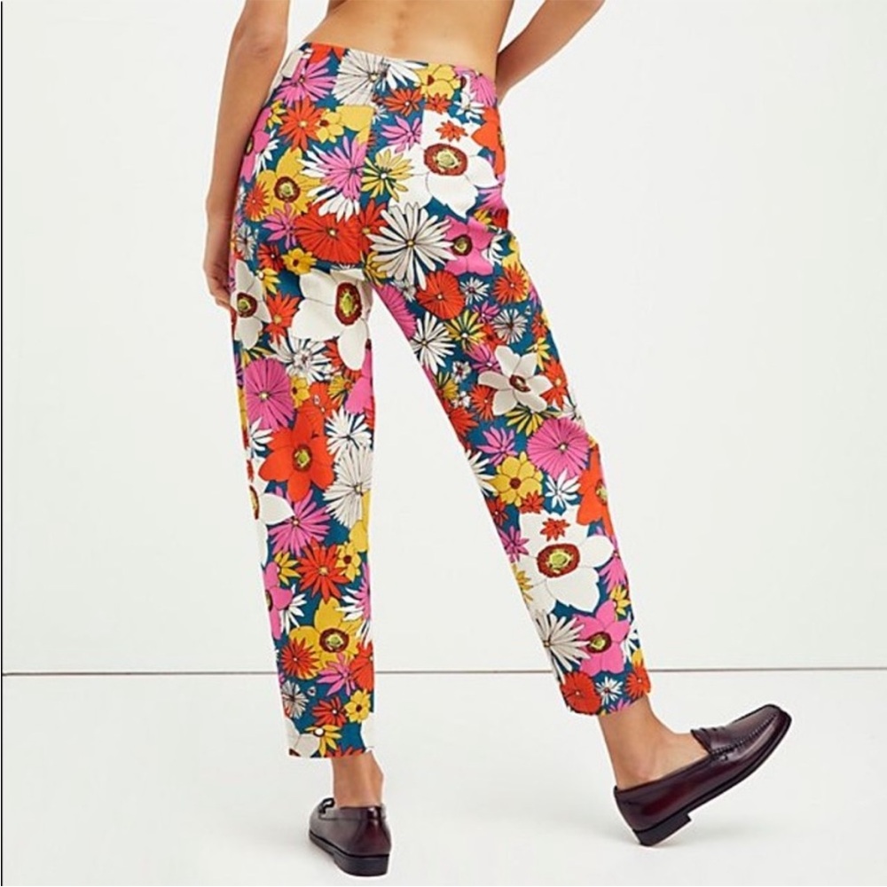 Free People Tessa Tapered Trouser- retro floral size 8 - Picture 2 of 9